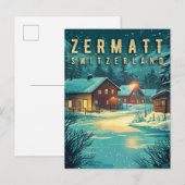 Zermatt, Zwitserland: Sneeuwalpen bij nacht Briefkaart (Voorkant / Achterkant)