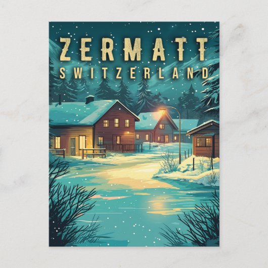Zermatt, Zwitserland: Sneeuwalpen bij nacht Briefkaart (Voorkant)