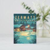 Zermatt, Zwitserland: Sneeuwalpen bij nacht Briefkaart (Staand voorkant)