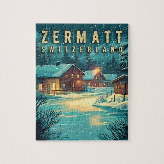 Zermatt, Zwitserland: Sneeuwalpen bij nacht Legpuzzel (Verticaal)