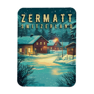  Zermatt, Zwitserland: Sneeuwalpen bij nacht Magneet