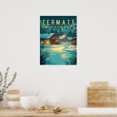  Zermatt, Zwitserland: Sneeuwalpen bij nacht Poster (Keuken)