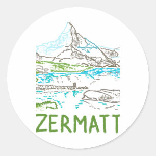 Zermatt Zwitserland Souvenir Cadeau Voor Toeristen Ronde Sticker