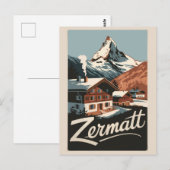 Zermatt Zwitserland Travel Art Vintage Briefkaart (Voorkant / Achterkant)