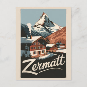 Zermatt Zwitserland Travel Art Vintage Briefkaart