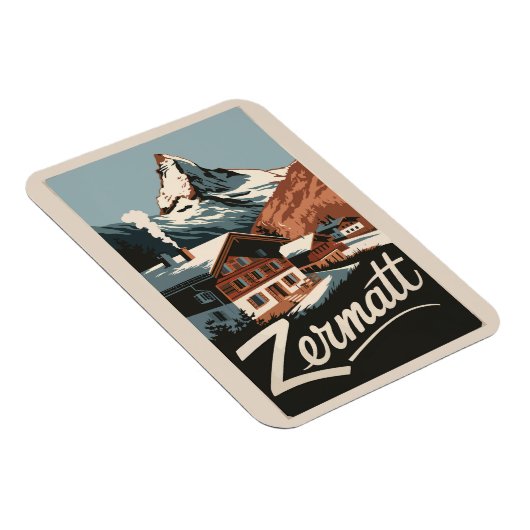 Zermatt Zwitserland Travel Art Vintage Magneet (Rechterzijde)