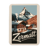 Zermatt Zwitserland Travel Art Vintage Magneet (Verticaal)