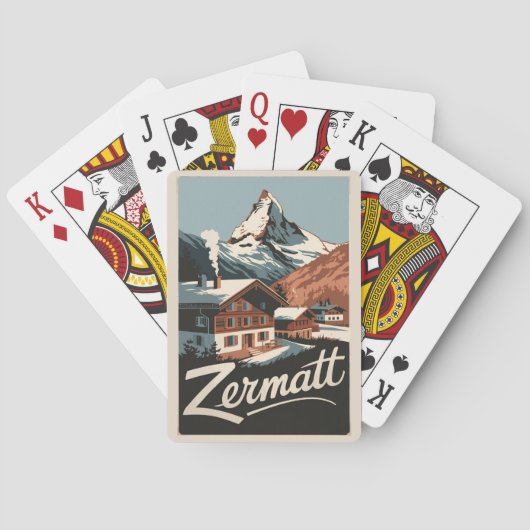 Zermatt Zwitserland Travel Art Vintage Pokerkaarten (Achterkant)