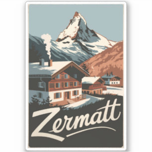 Zermatt Zwitserland Travel Art Vintage Sticker