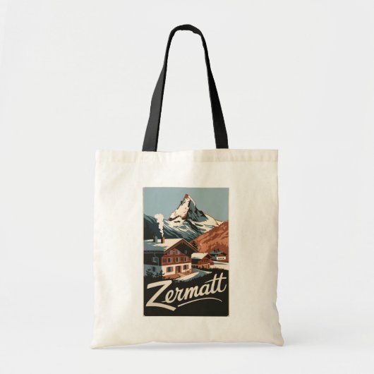 Zermatt Zwitserland Travel Art Vintage Tote Bag (Voorkant)