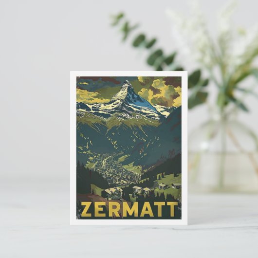 Zermatt Zwitserland Vintage Beroemde Reisplaats Briefkaart (Staand voorkant)