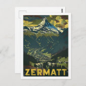 Zermatt Zwitserland Vintage Beroemde Reisplaats Briefkaart (Voorkant / Achterkant)
