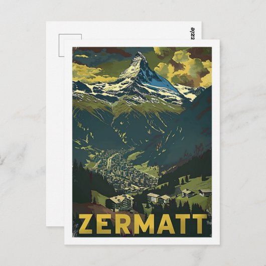 Zermatt Zwitserland Vintage Beroemde Reisplaats Briefkaart (Voorkant / Achterkant)