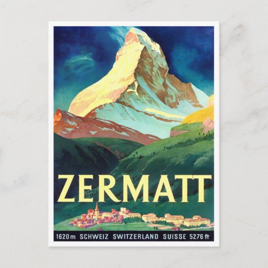 Zermatt Zwitserland vintage Briefkaart (Voorkant)