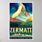 Zermatt Zwitserland vintage Poster (Voorkant)