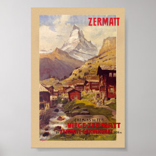 Zermatt Zwitserland Vintage Poster 1900