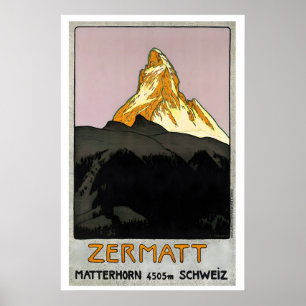 Zermatt Zwitserland Vintage Reisposter Cadeau Poster