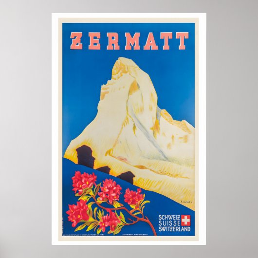Zermatt Zwitserland Vintage Reisposter Poster (Voorkant)