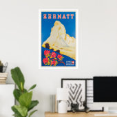 Zermatt Zwitserland Vintage Reisposter Poster (Thuiskantoor)