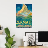 Zermatt Zwitserland Vintage Reisposter Print (Thuiskantoor)