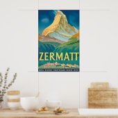 Zermatt Zwitserland Vintage Reisposter Print (Keuken)