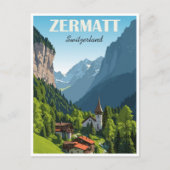 Zermatt Zwitserland vintage reizen bergtop Briefkaart (Voorkant)