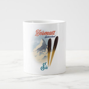 Zermatt Zwitserland vintage skipooster Grote Koffiekop