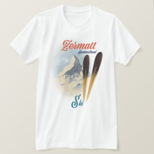 Zermatt Zwitserland vintage skipooster T-shirt