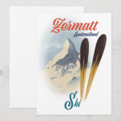 Zermatt Zwitserland vintage skiposter (Voorkant / Achterkant)