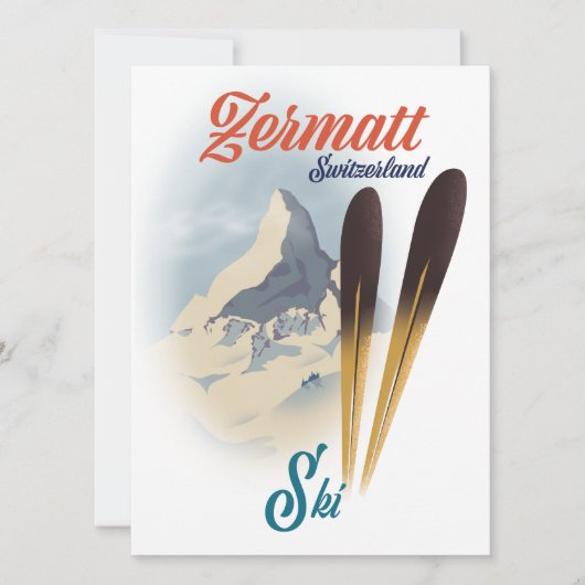 Zermatt Zwitserland vintage skiposter (Voorkant)
