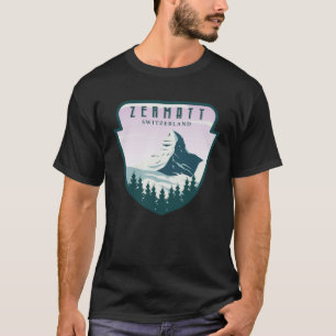Zermatt Zwitserland Vintage Sneeuw Ski Matterhorn T-shirt