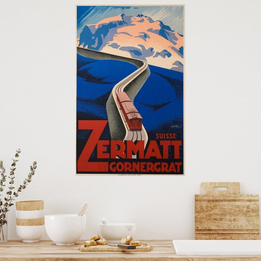 Zermatt Zwitserland Vintage Travel Poster (Keuken)