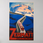 Zermatt Zwitserland Vintage Travel Poster (Voorkant)