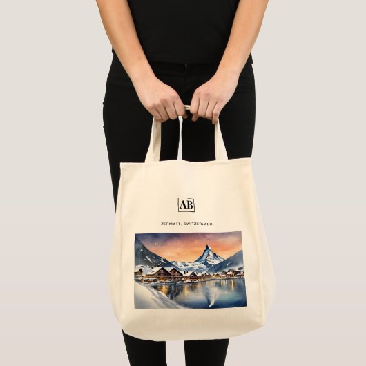 Zermatt, Zwitserland Waterverf Kunst - Canvas tas (Voorkant (product))