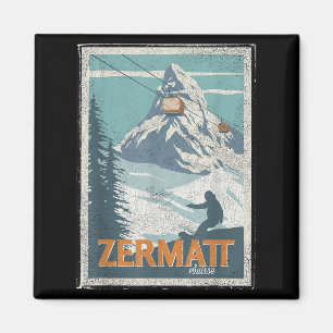 Zermatt Zwitserland Winter Skien Snowboarden Ski Magneet