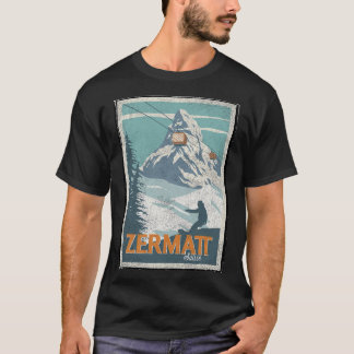 Zermatt Zwitserland Winter Skien Snowboarden Ski T-shirt