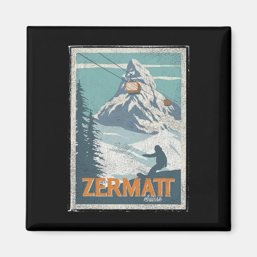 Zermatt Zwitserland Winterskiën Snowboarden Ski Magneet (Voorkant)
