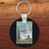 Zermatt Zwitserland Winterskiën Snowboarden Ski Sleutelhanger (Voorkant)