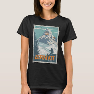 Zermatt Zwitserland Winterskiën Snowboarden Ski T-shirt