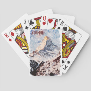 Zermatt Zwitserland Zwitserse Alpen Waterverf Pokerkaarten