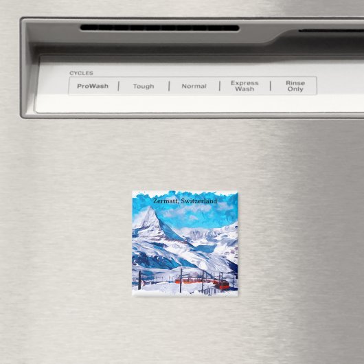 Zermatt Zwitserland Zwitserse Alpen Winter Waterve Magneet (Insitu (Vaatwasser))