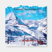 Zermatt Zwitserland Zwitserse Alpen Winter Waterve Magneet (Voorkant)
