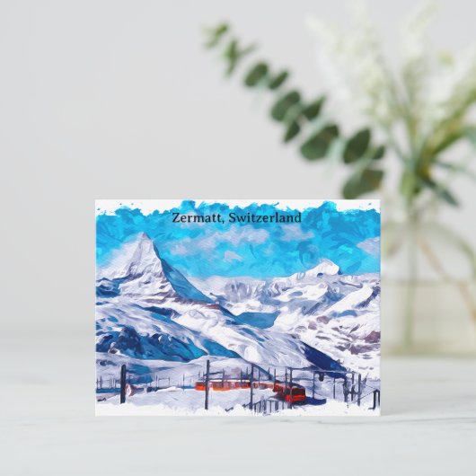 Zermatt Zwitserland Zwitserse Alpen Winterlandscha Briefkaart (Staand voorkant)