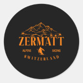 Zermatt Zwitserse Alpen Alpine Skiën Zwitserland M Ronde Sticker (Voorkant)