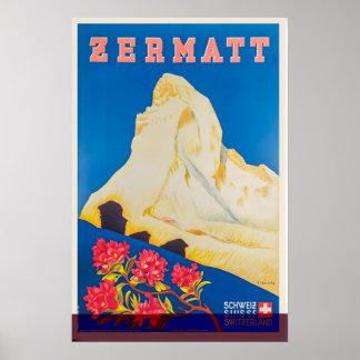 Zermatt Zwitserse Alpen Suisse Zwitserland Vintage Poster