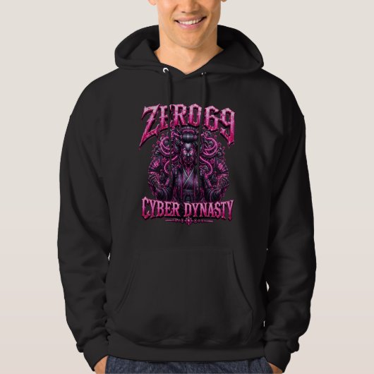 ZERO69 Cyber Dynasty – Neon Geisha Protocol Hoodie (Voorkant)
