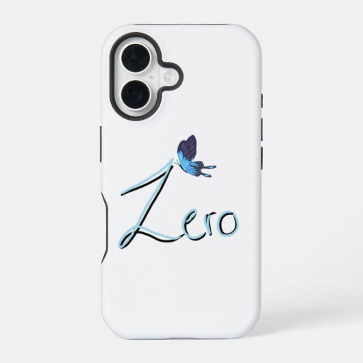 ZERO Blau Vlinder Zwart & Blau Gradiënt iPhone 16 Hoesje (Achterkant)