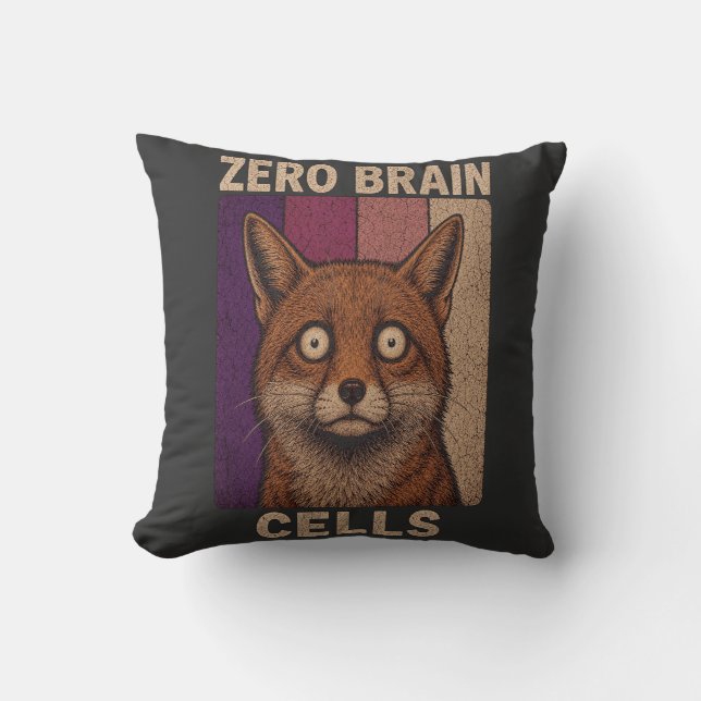 Zero Brain Cells Vos Meme – Grappig Schattig Dier  Kussen (Voorkant)
