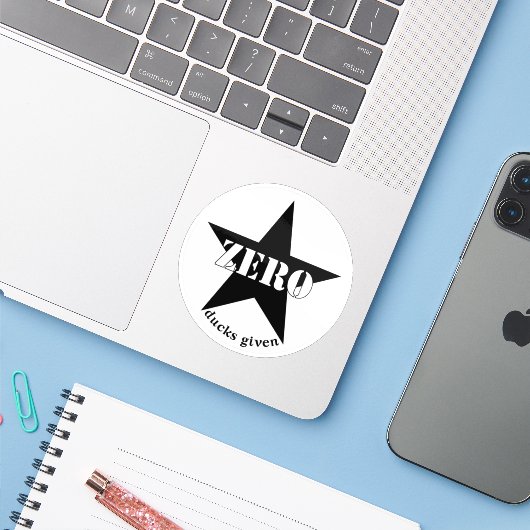 Zero Ducks Gezien Star (zwart) Sticker (Laptop met iPhone)