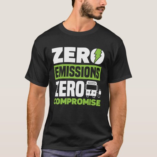 Zero Emissies Zero Compromis Batterij Elektrisch V T-shirt (Voorkant)